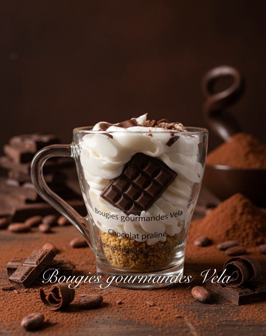 Bougie gourmande parfumée chocolat praliné Bougie chantilly Bougie artisanale Bougie végétale Idée cadeau