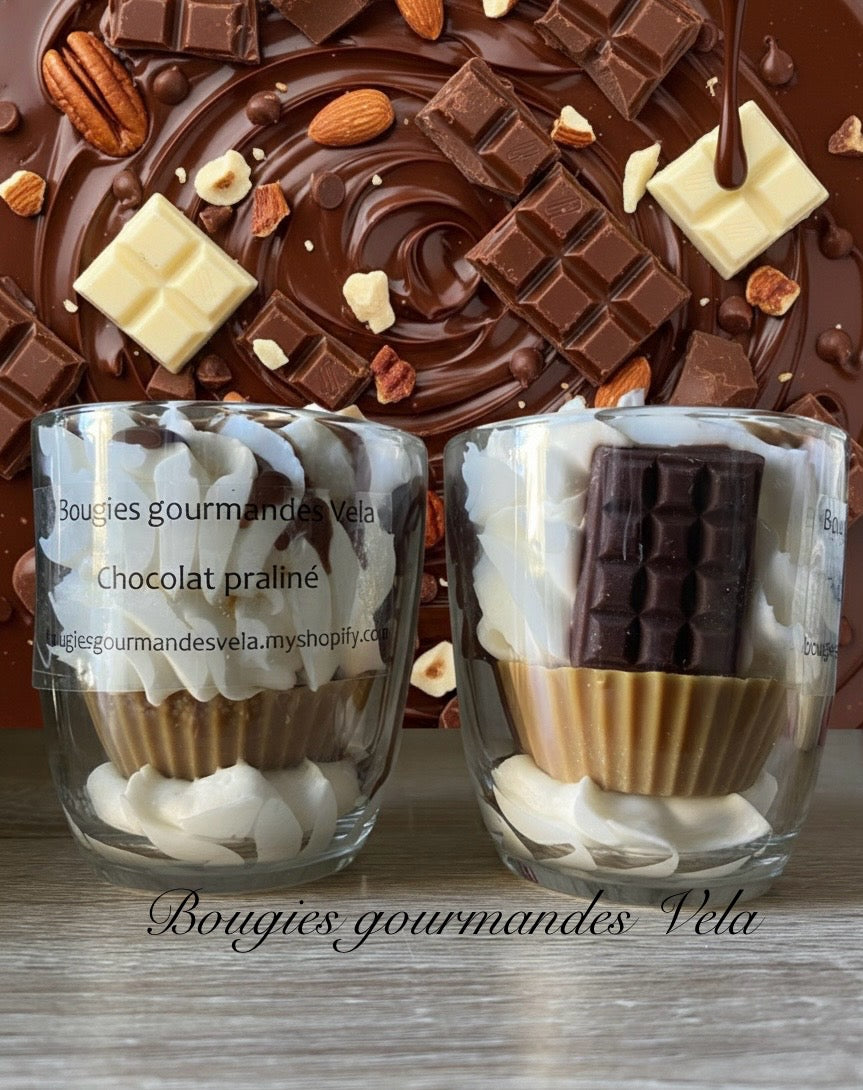 Bougie gourmande Bougie parfumée chocolat praliné Bougie cup cake Bougie chantilly Bougie artisanale Bougie végétale Idée cadeau