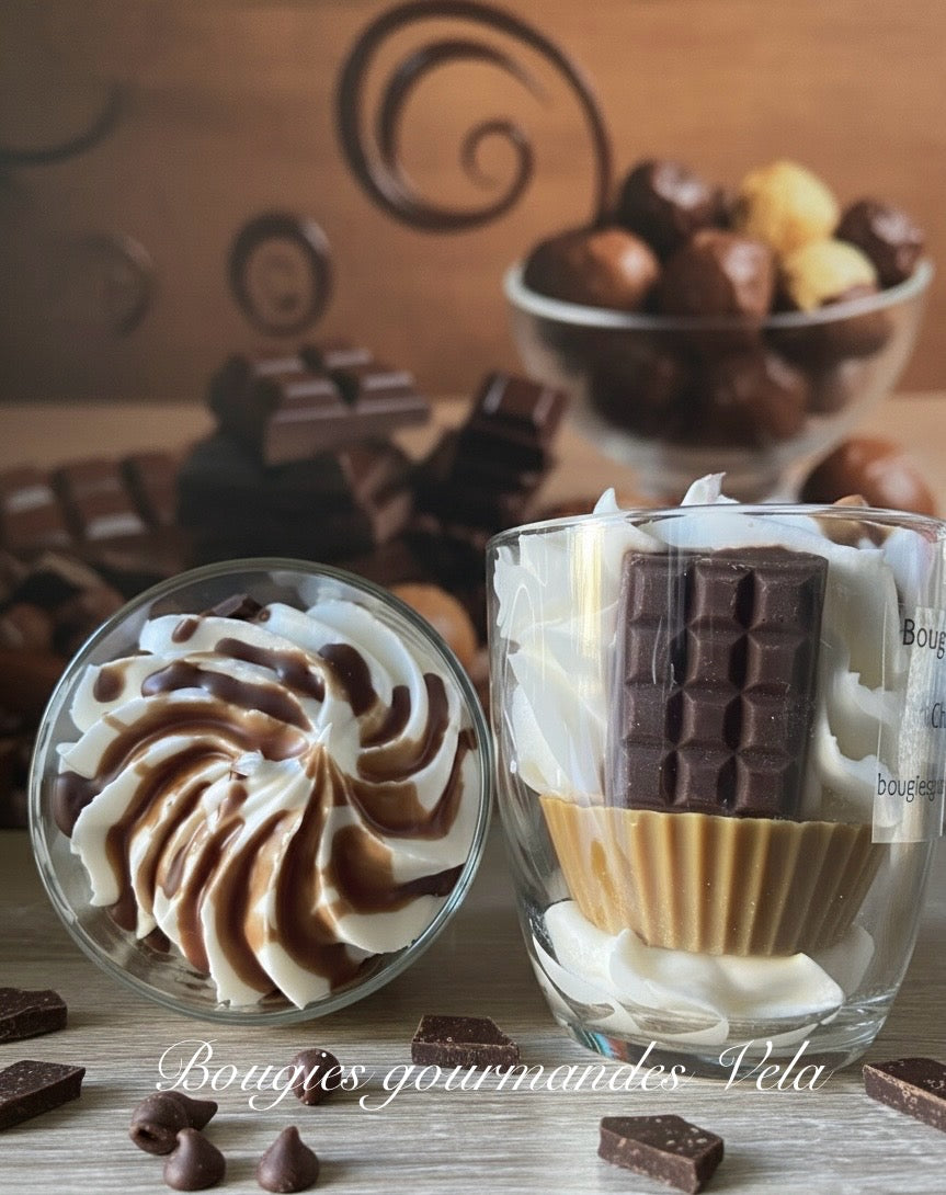 Bougie gourmande Bougie parfumée chocolat praliné Bougie cup cake Bougie chantilly Bougie artisanale Bougie végétale Idée cadeau