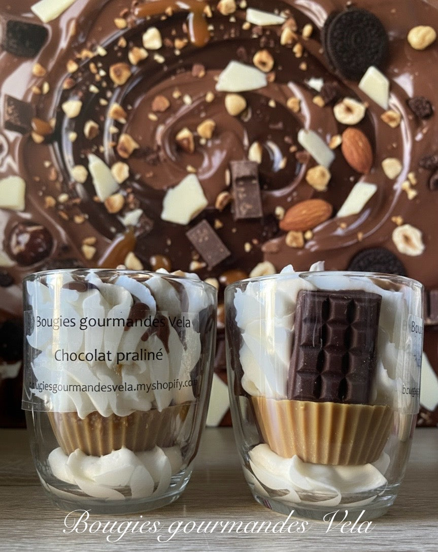 Bougie gourmande Bougie parfumée chocolat praliné Bougie cup cake Bougie chantilly Bougie artisanale Bougie végétale Idée cadeau