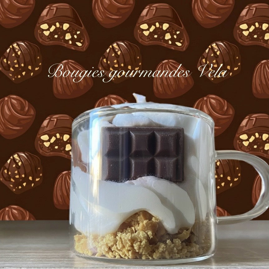 Mini Bougie gourmande parfumée chocolat praliné Bougie chantilly Bougie artisanale Bougie végétale Idée cadeau