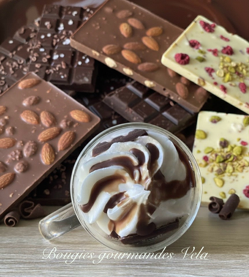 Coffret 2 bougies gourmandes parfum chocolat praliné Bougie chantilly Bougie artisanale Bougie végétale Idée cadeau