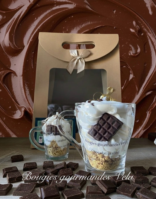 Coffret 2 bougies gourmandes parfum chocolat praliné Bougie chantilly Bougie artisanale Bougie végétale Idée cadeau