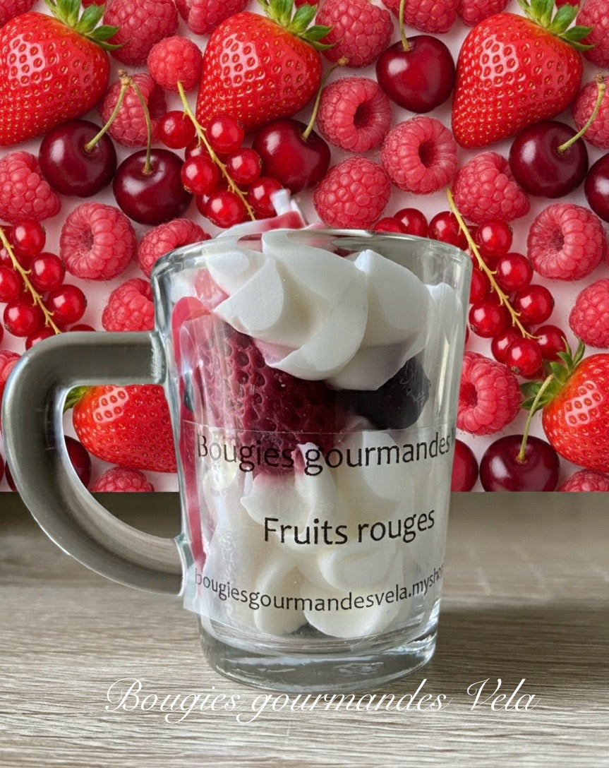 Coffret 2 bougies gourmandes parfum caramel parfum fruits rouges Bougie chantilly Bougie artisanale Bougie végétale Idée cadeau