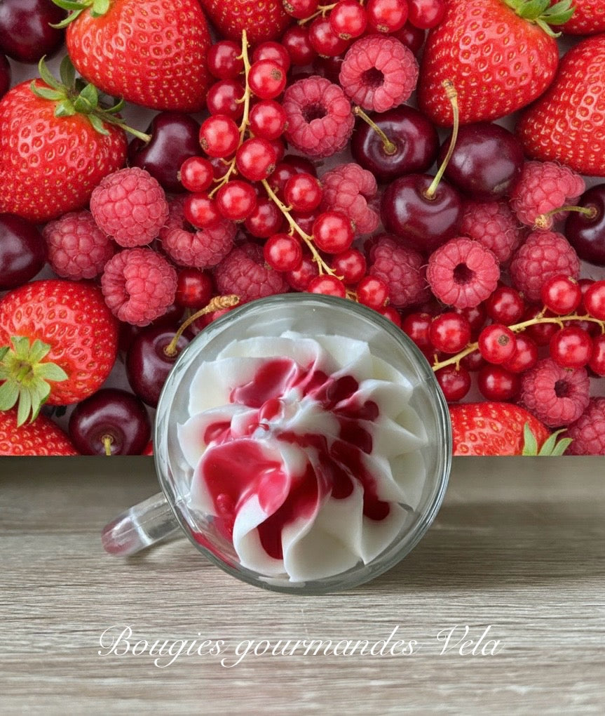 Coffret Merci Maîtresse 2 bougies gourmandes parfum chocolat praliné parfum fruits rouges Bougie chantilly Bougie artisanale Bougie végétale Idée cadeau