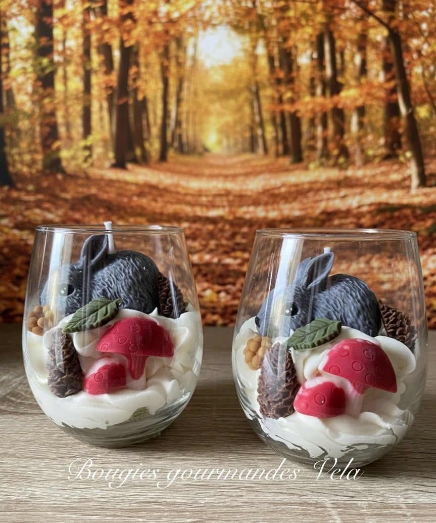 Bougie gourmande Bougie Le lapin de la forêt Bougie parfumée vanille Bougie automne Bougie chantilly Bougie artisanale Bougie végétale Idée cadeau