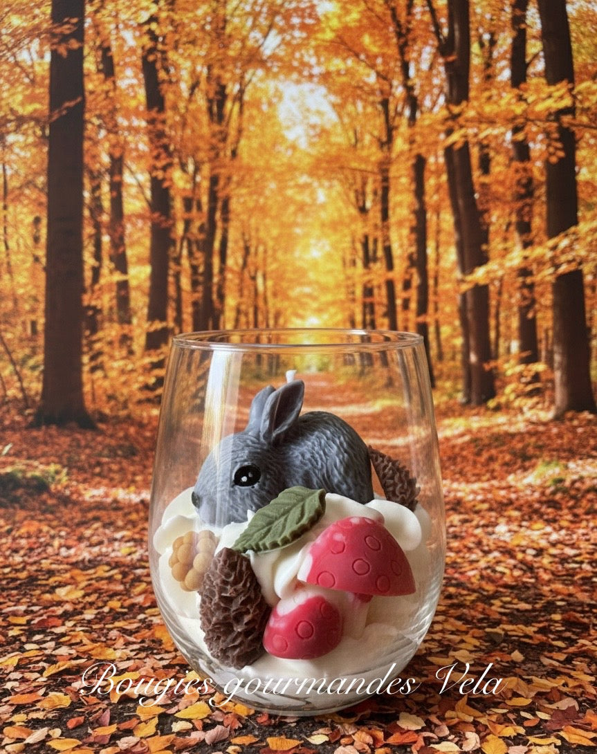 Bougie gourmande Bougie Le lapin de la forêt Bougie parfumée vanille Bougie automne Bougie chantilly Bougie artisanale Bougie végétale Idée cadeau