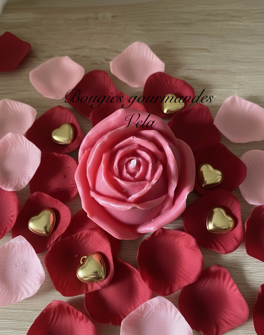 Coffret Joyeuse Saint Valentin Bougie fleur rose Idée cadeau Saint Valentin (Copie)