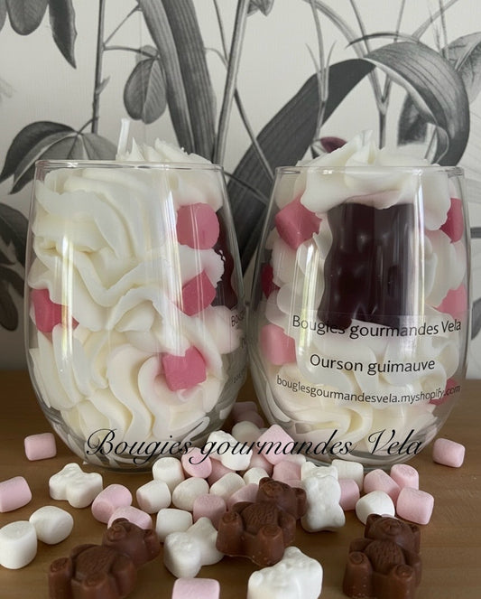 Bougie gourmande ourson guimauve parfumée Bougie chantilly Bougie artisanale Bougie végétale Idée cadeau