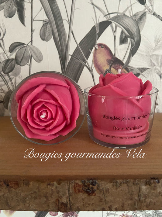 Bougie fleur rose parfum rose vanillée Idée cadeau