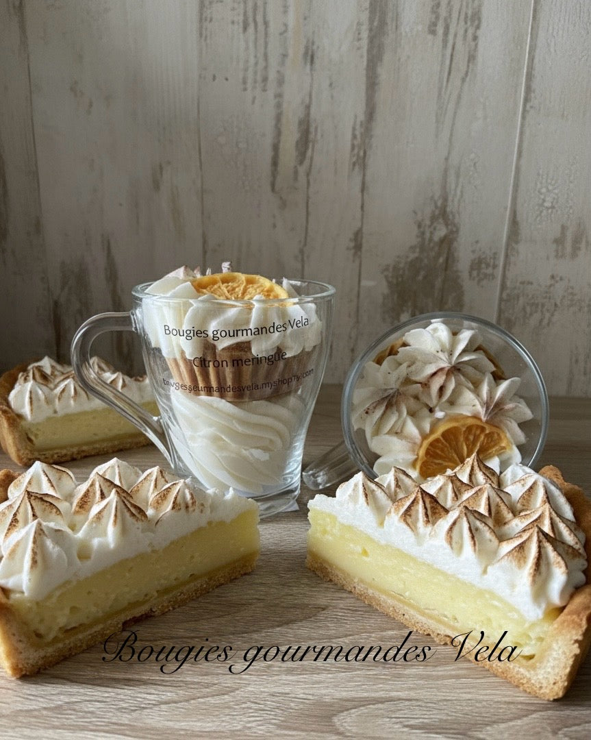 Bougie gourmande Bougie parfumée citron meringué Bougie chantilly Bougie artisanale Bougie végétale Idée cadeau
