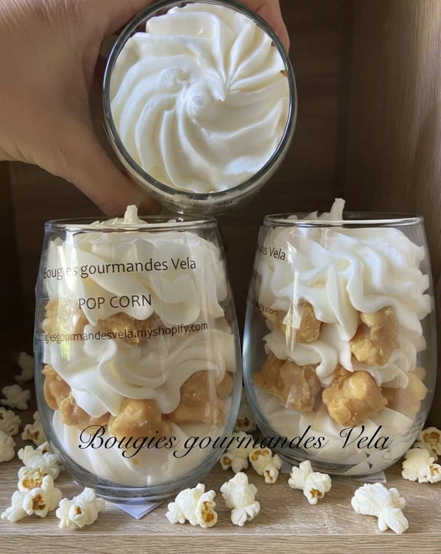 Bougie gourmande parfumée pop corn Bougie chantilly Bougie artisanale Bougie végétale Idée cadeau