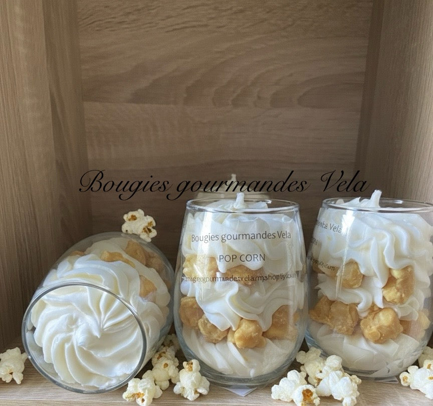 Bougie gourmande parfumée pop corn Bougie chantilly Bougie artisanale Bougie végétale Idée cadeau