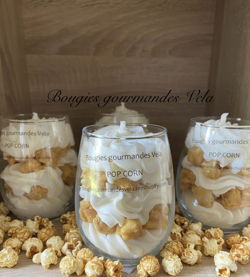 Bougie gourmande parfumée pop corn Bougie chantilly Bougie artisanale Bougie végétale Idée cadeau