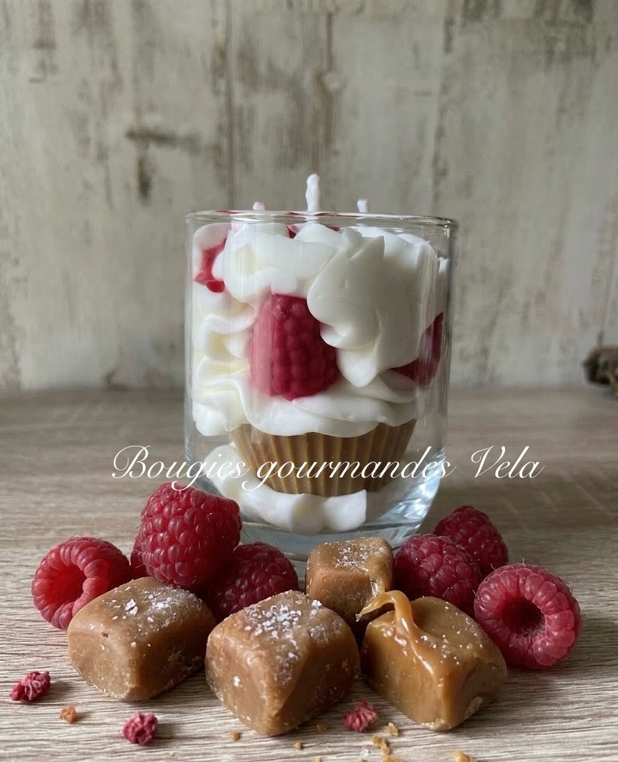 Bougie gourmande parfumée caramel framboise Bougie chantilly Bougie artisanale Bougie végétale Idée cadeau
