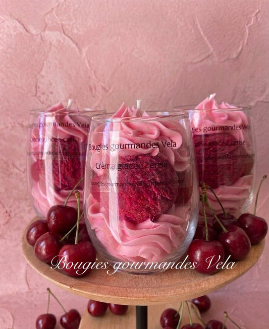 Bougie gourmande parfumée crème glacée cerise Bougie chantilly Bougie artisanale Bougie végétale Idée cadeau