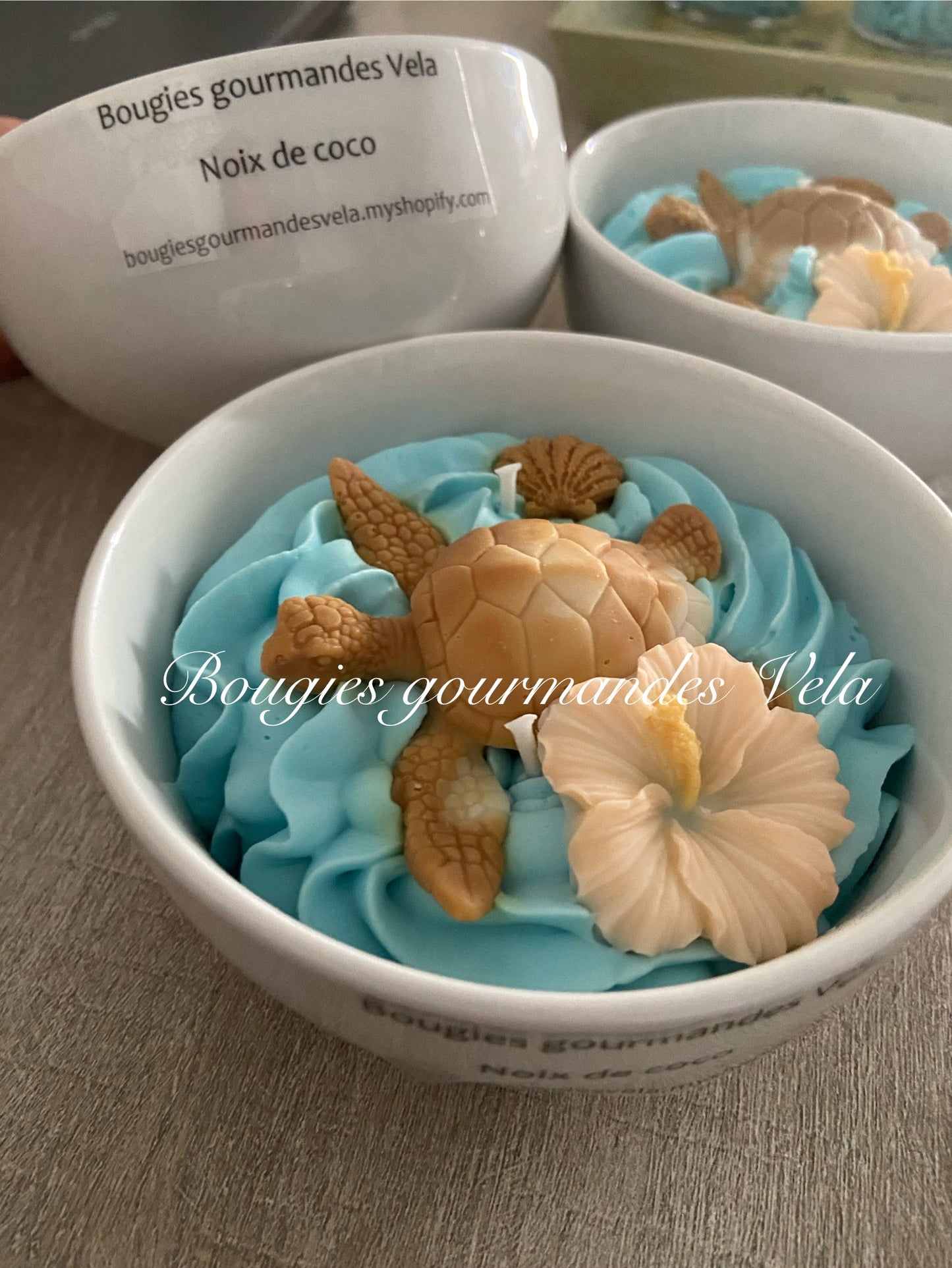 Bougie gourmande tortue Bougie parfumée noix de coco Bougie chantilly Bougie artisanale Bougie végétale Idée cadeau