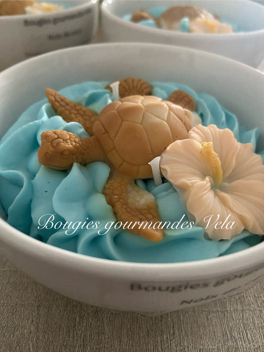 Bougie gourmande tortue Bougie parfumée noix de coco Bougie chantilly Bougie artisanale Bougie végétale Idée cadeau