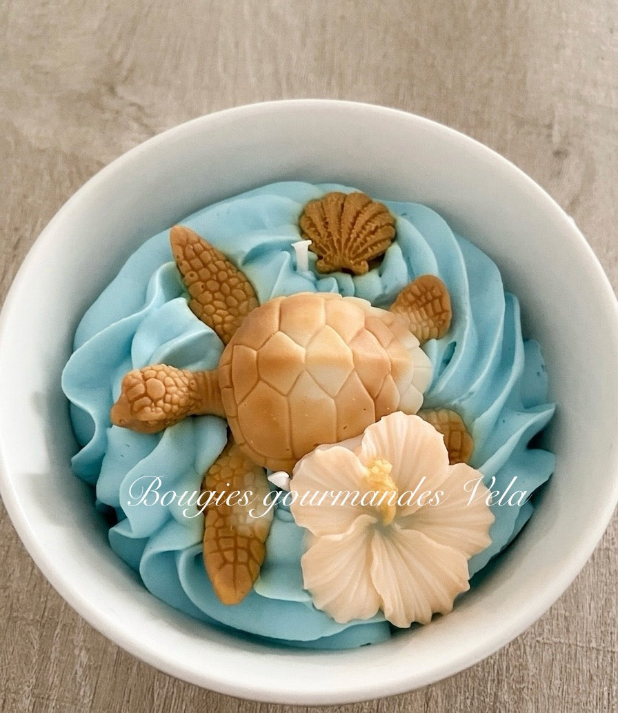 Bougie gourmande tortue Bougie parfumée noix de coco Bougie chantilly Bougie artisanale Bougie végétale Idée cadeau