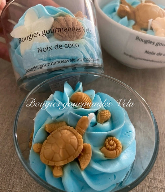 Bougie gourmande tortue Bougie parfumée noix de coco Bougie chantilly Bougie artisanale Bougie végétale Idée cadeau