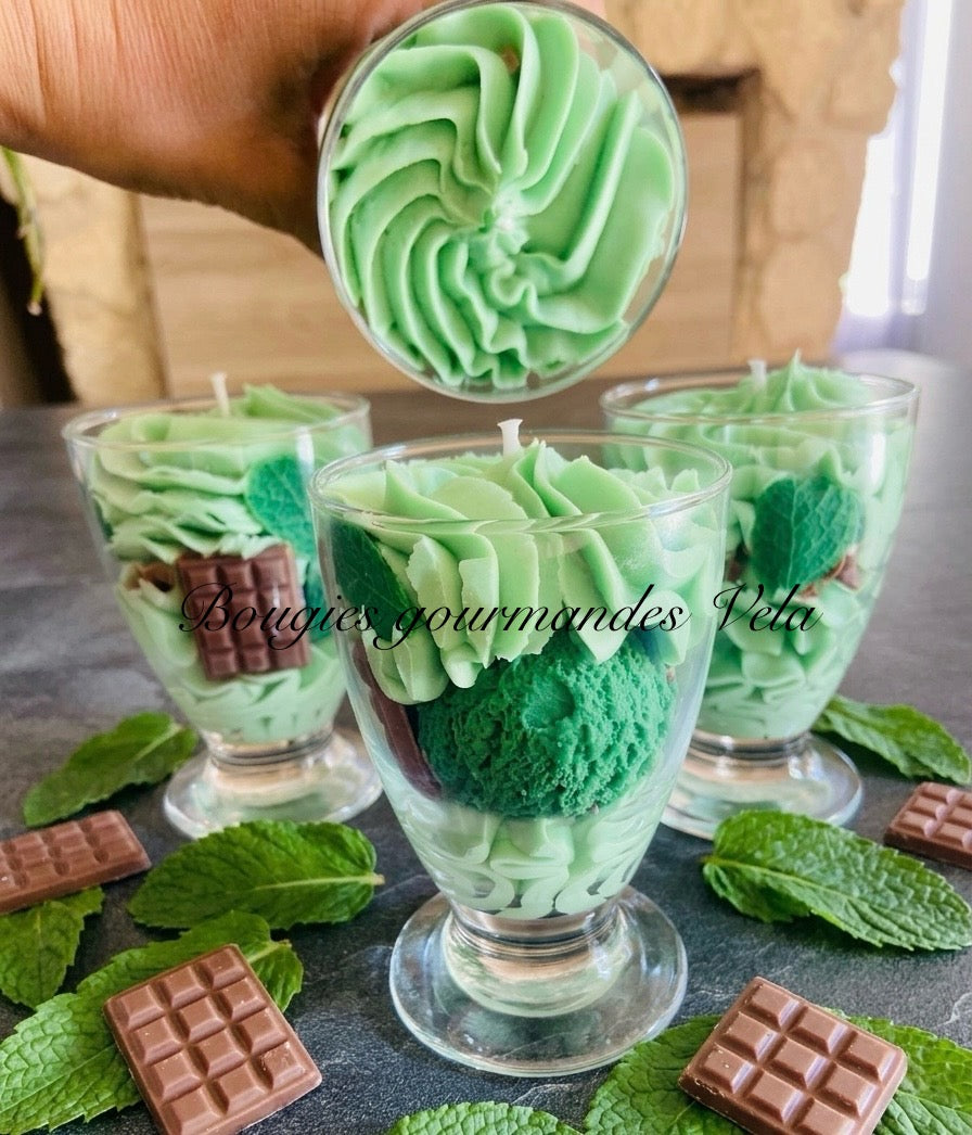 Bougie gourmande menthe chocolat Bougie chantilly parfumée Bougie végétale Idée cadeau