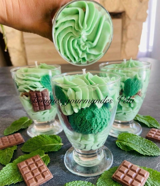 Bougie gourmande menthe chocolat Bougie chantilly parfumée Bougie végétale Idée cadeau