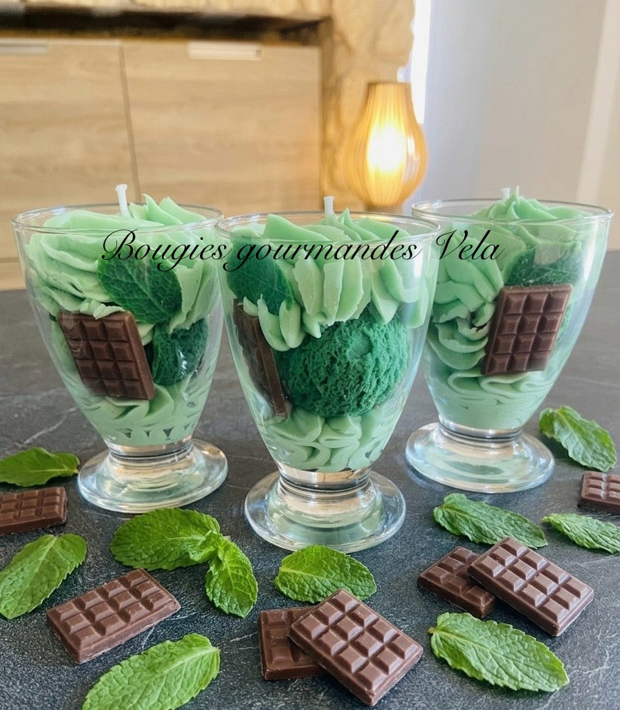 Bougie gourmande menthe chocolat Bougie chantilly parfumée Bougie végétale Idée cadeau