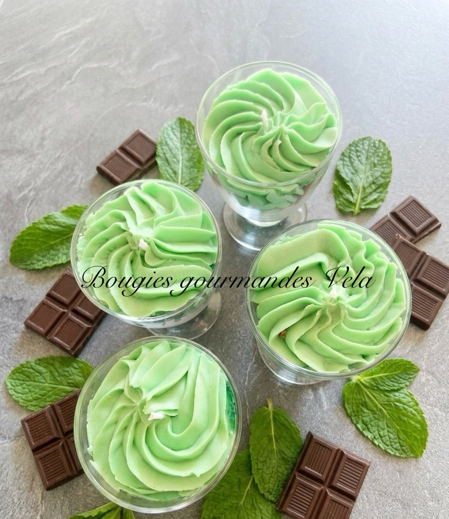 Bougie gourmande menthe chocolat Bougie chantilly parfumée Bougie végétale Idée cadeau