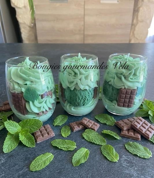 Bougie gourmande menthe chocolat Bougie chantilly parfumée Bougie végétale Idée cadeau