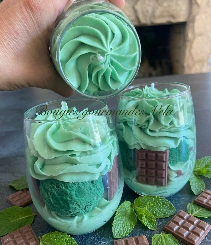 Bougie gourmande menthe chocolat Bougie chantilly parfumée Bougie végétale Idée cadeau
