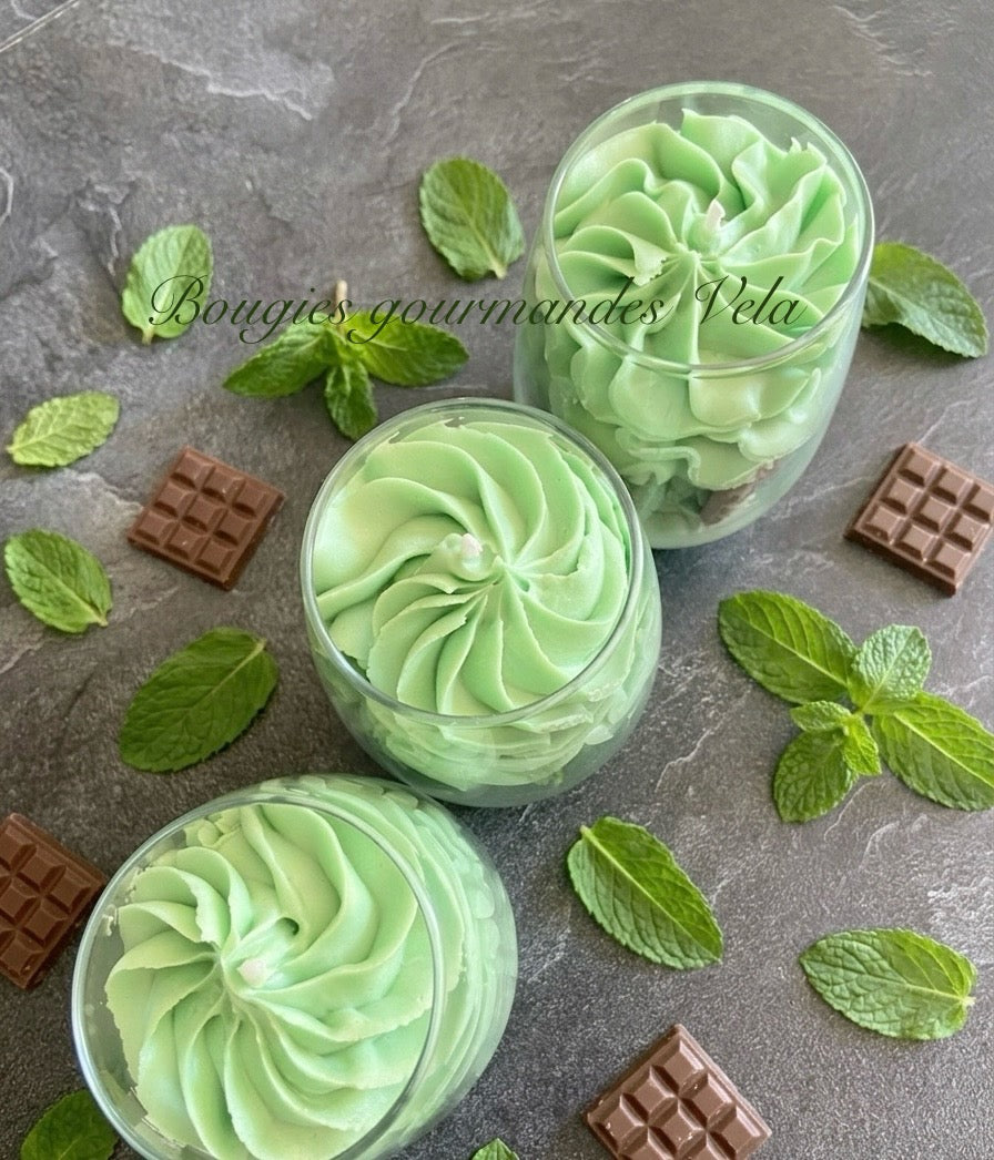 Bougie gourmande menthe chocolat Bougie chantilly parfumée Bougie végétale Idée cadeau