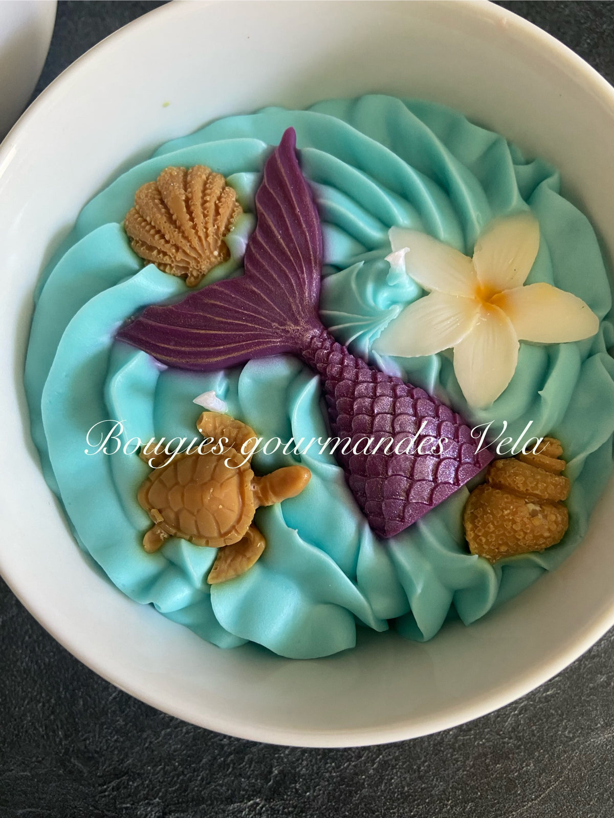 Bougie gourmande monoi peche Bougie parfumée Bougie chantilly Bougie végétale tortue coquillages Idée cadeau m