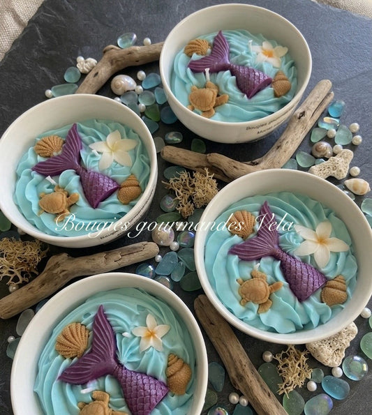 Bougie gourmande monoi peche Bougie parfumée Bougie chantilly Bougie végétale tortue coquillages Idée cadeau m