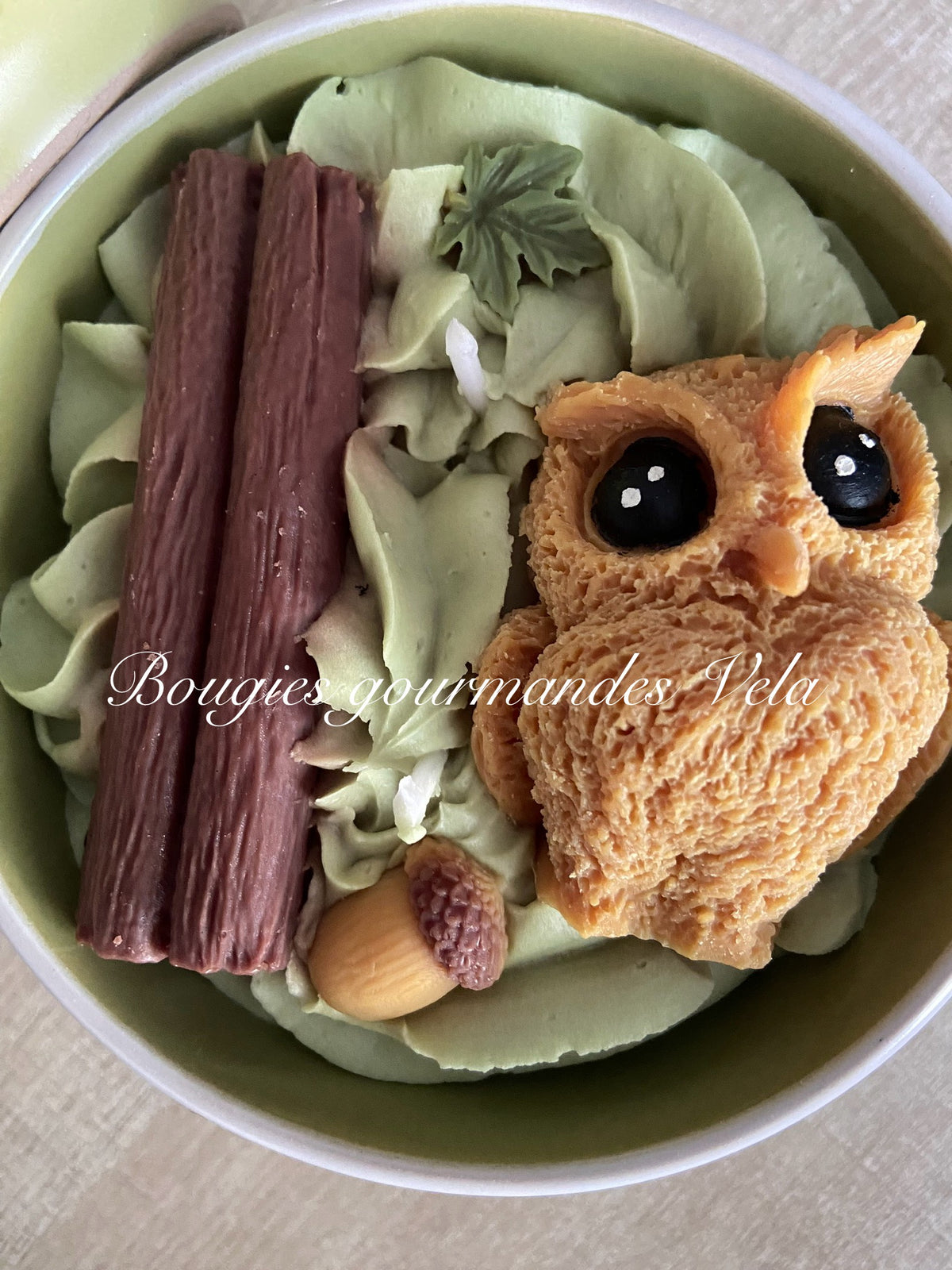 Bougie gourmande automne hibou Bougie parfumée cookie chocolat Bougie chantilly Bougie végétale Idée cadeau