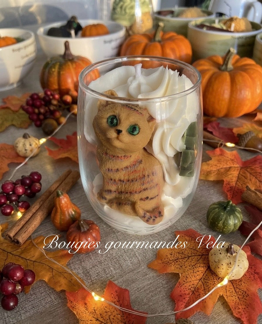 Bougie gourmande automne chat Bougie parfumée cookie chocolat Bougie chantilly Bougie végétale Idée cadeau