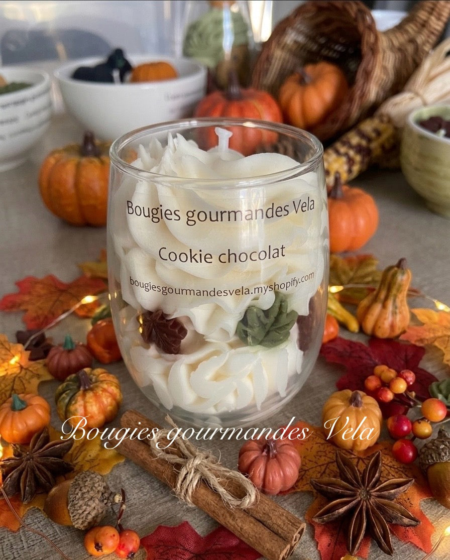 Bougie gourmande automne chat Bougie parfumée cookie chocolat Bougie chantilly Bougie végétale Idée cadeau
