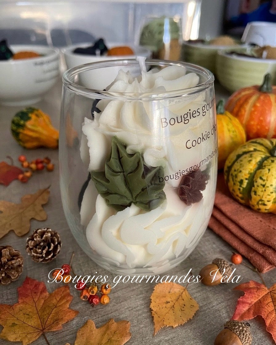 Bougie gourmande automne chat noir Bougie parfumée cookie chocolat Bougie chantilly Bougie végétale Idée cadeau