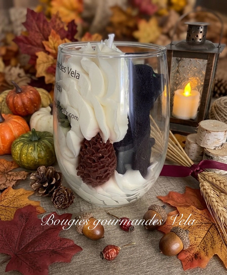 Bougie gourmande automne chat noir Bougie parfumée cookie chocolat Bougie chantilly Bougie végétale Idée cadeau