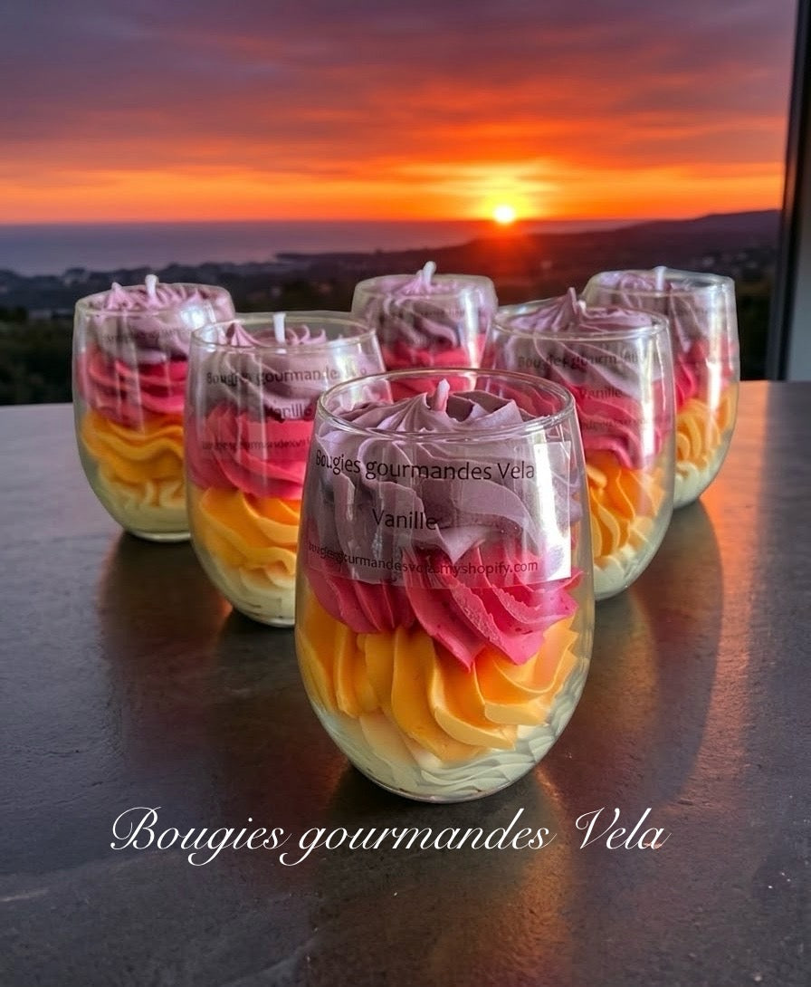 Bougie gourmande coucher de soleil Bougie parfumée vanille Bougie chantilly Bougie artisanale Bougie végétale Idée cadeau