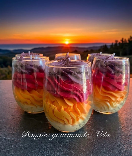 Bougie gourmande coucher de soleil Bougie parfumée vanille Bougie chantilly Bougie artisanale Bougie végétale Idée cadeau
