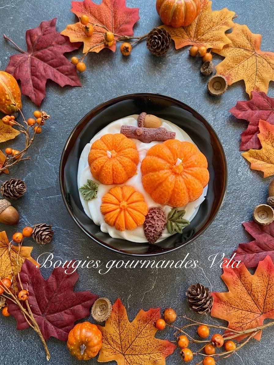 Bougie gourmande automne citrouille Bougie parfumée pumpkin spice Bougie chantilly Bougie végétale Idée cadeau