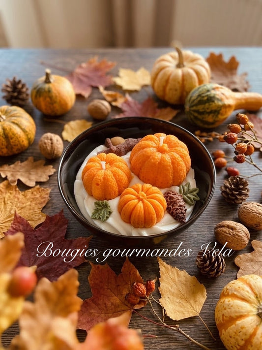 Bougie gourmande automne citrouille Bougie parfumée pumpkin spice Bougie chantilly Bougie végétale Idée cadeau