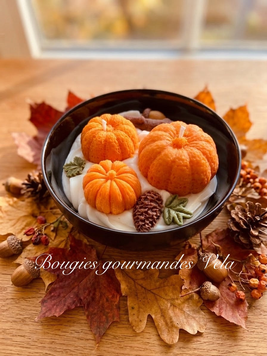 Bougie gourmande automne citrouille Bougie parfumée pumpkin spice Bougie chantilly Bougie végétale Idée cadeau