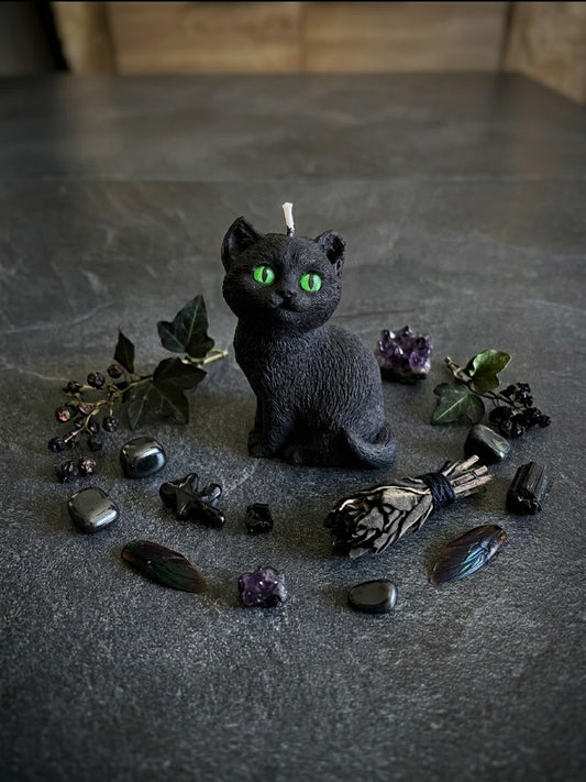 Bougie chat noir Bougie automne Bougie végétale Idée cadeau