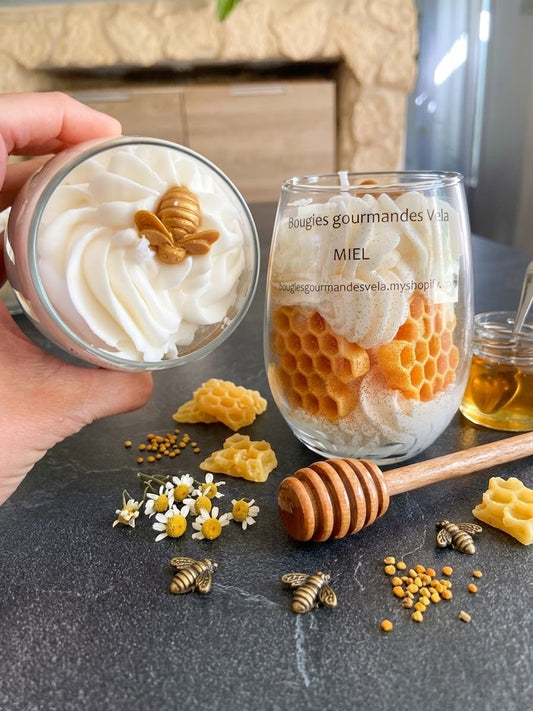 Bougie gourmande parfumée miel Bougie chantilly Bougie végétale Idée cadeau noel