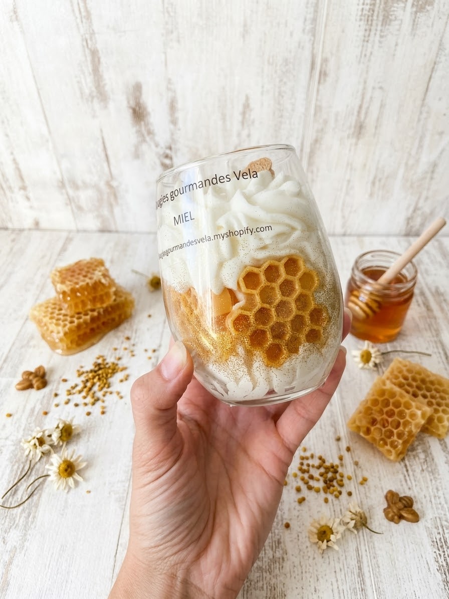 Bougie gourmande parfumée miel Bougie chantilly Bougie végétale Idée cadeau noel