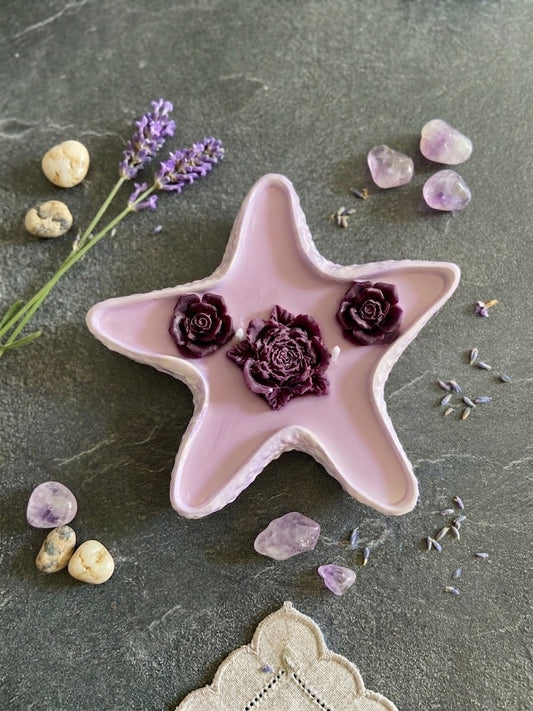 Bougie étoile violette parfum vanille Etoile Jesmonite Bougie végétale Idée cadeau