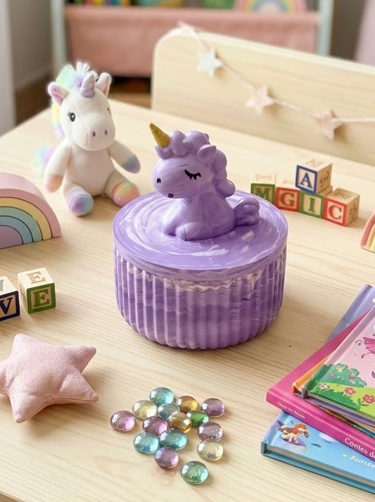 Bougie boite licorne parfum vanille Licorne Jesmonite Bougie végétale Idée cadeau