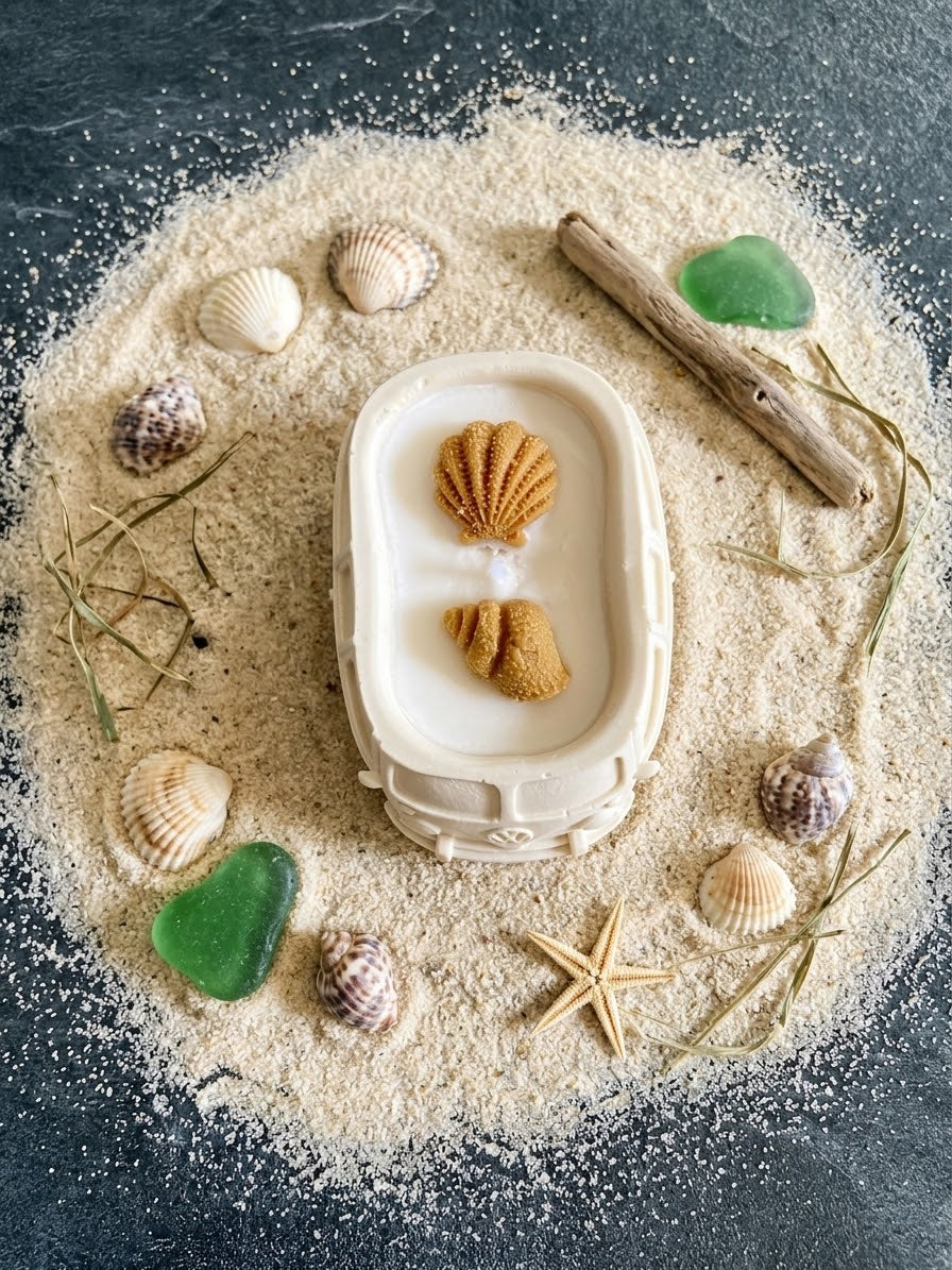 Bougie  Jesmonite parfum monoï Bougie végétale Idée cadeau