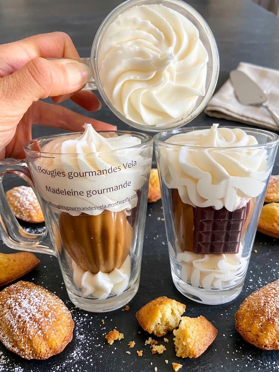 Bougie gourmande parfum madeleine gourmande Bougie chantilly Bougie végétale Idée cadeau